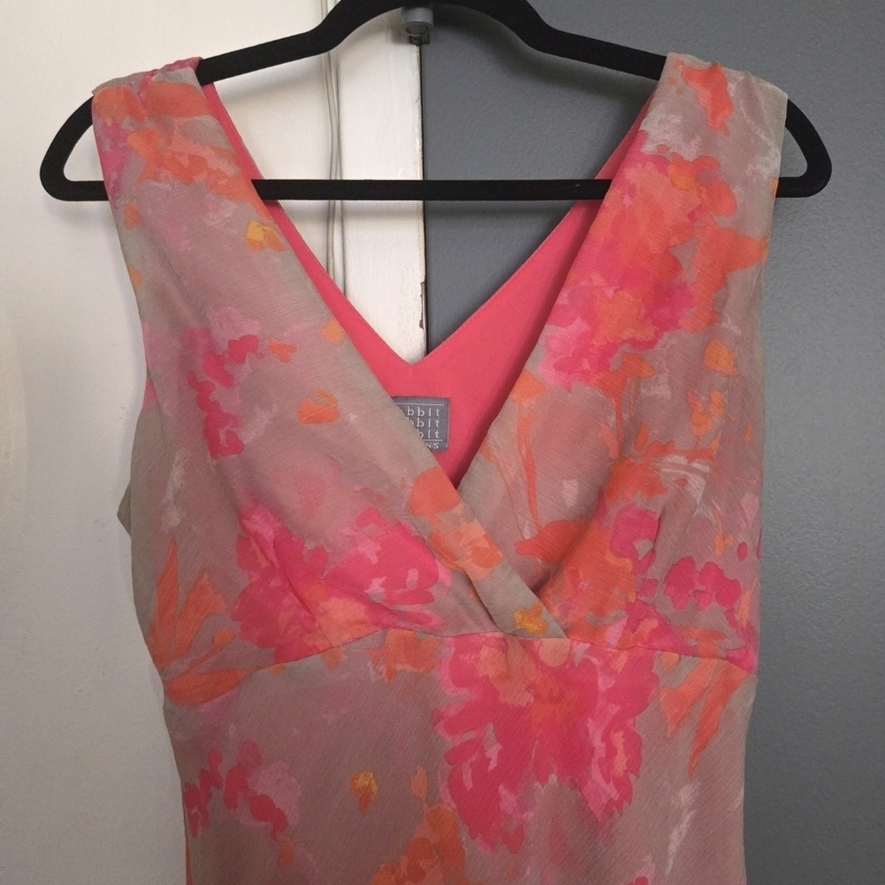 Rabbit Rabbit Rabbit Floral Pink and Orange Wedding Guest Dress